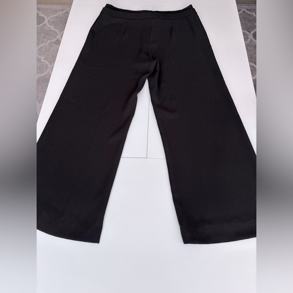Halston Heritage Black Wide Leg Trousers Flattering Double Waistband Size 12 - Picture 3 of 9